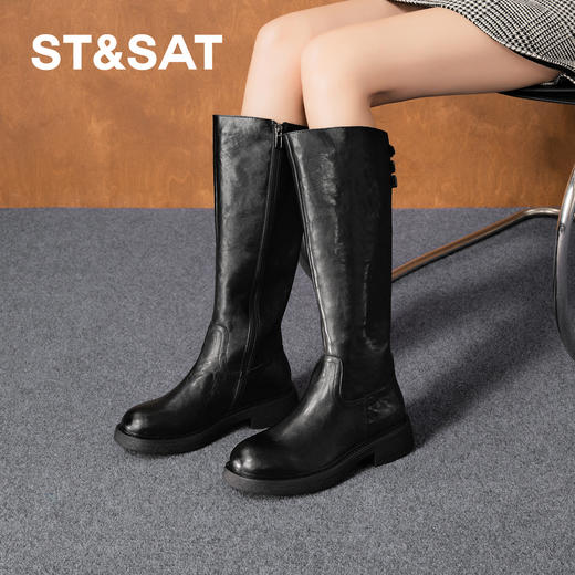 【绒里可选】星期六朋克时髦褶皱设计百搭长筒靴SSD4117560/SSD4119560 商品图6