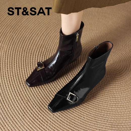 【绒里可选】星期六法式气质单扣时装靴SSD4116YB1/SSD4118YG5 商品图1