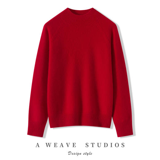 【清河羊毛羊绒专场】鹿展Z229女士一线成衣插肩半高领羊绒衫 商品图0