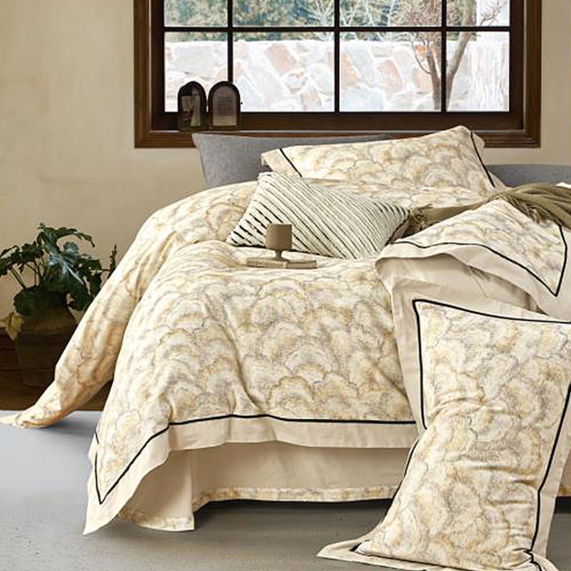 帝豪纯棉磨毛床单四件套（温言-浅咖）【A35】