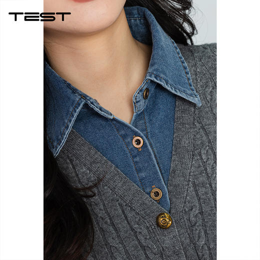 冬上新时尚优雅气质假两件毛衣1254150 商品图2