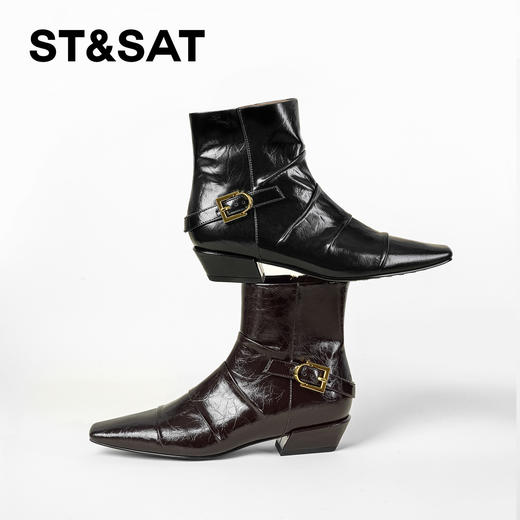 【绒里可选】星期六摩登褶皱设计优雅切尔西SSD4116YCD/SSD4118YG4 商品图4