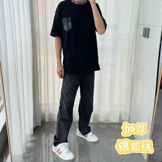 D1216100秋冬新款限定老花暗纹提花满印高街宽松直筒加绒休闲裤长裤 商品图4