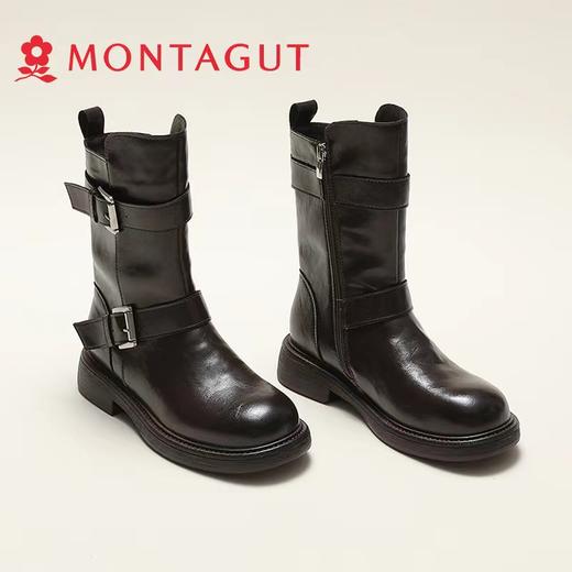 D121688厚底骑士靴女双口袋英伦风复古马丁靴短靴 商品图4