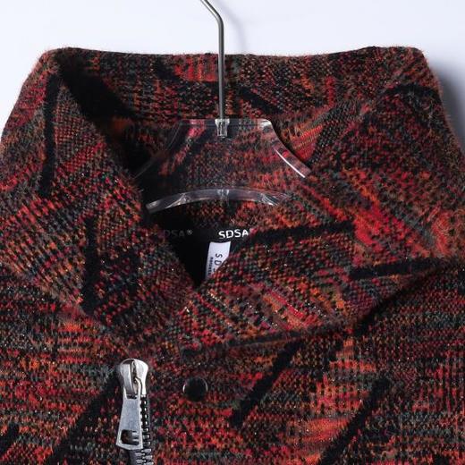 SDSA男士秋冬新款痞帅男装时尚绒毛撞色斜拉链连帽卫衣外套百搭 商品图1