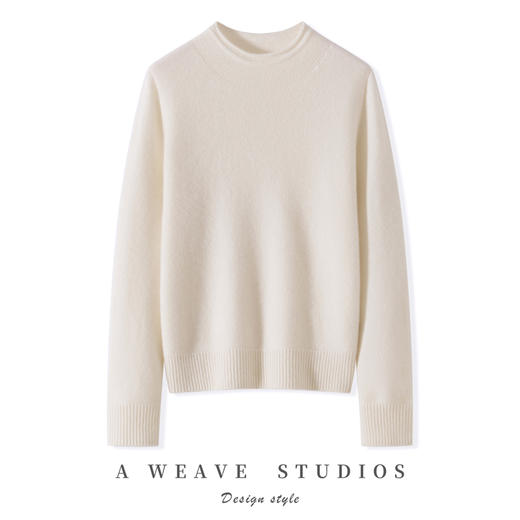 【清河羊毛羊绒专场】鹿展Z230女士一线成衣卷边半高领羊绒衫 商品图2