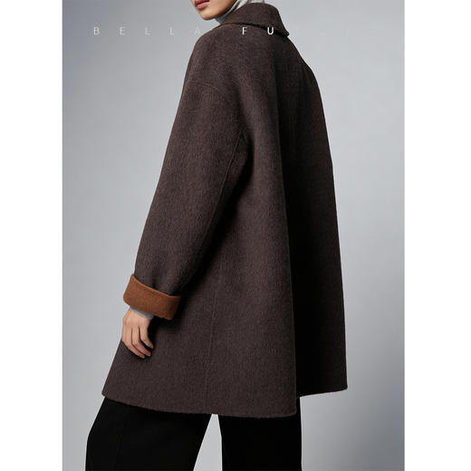 Bella Futura 温蕴织光· 轻复古风通勤休闲绵羊毛山羊绒混纺撞色大衣外套 商品图2