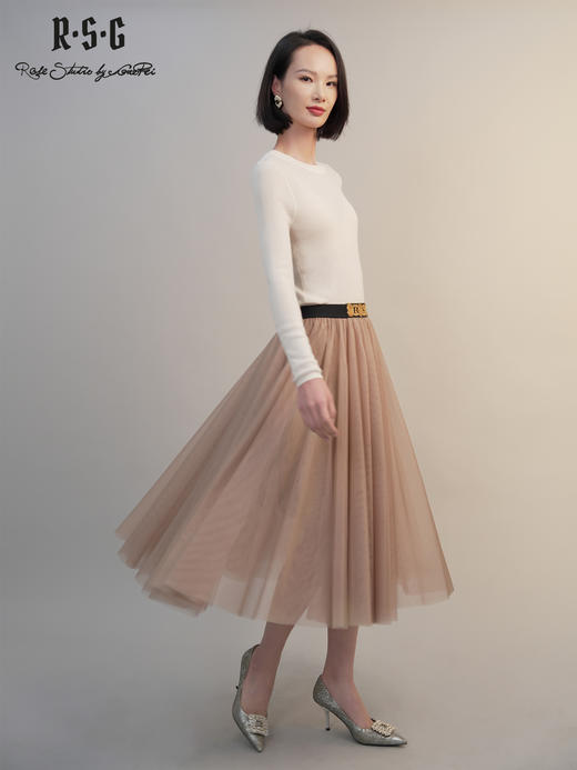 郭培成衣RSG「双生纱梦」网纱裙半身裙垂坠中长款a字大摆裙2025女 商品图0