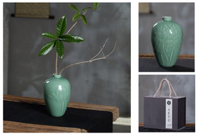 莲上风香花瓶-梅子青柚