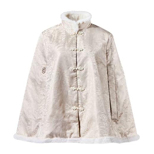 【国风发热披肩 】MERF云裳如意发热披肩MF-2503 斗篷版型 肌理提花面料 毛边仿兔毛材质 配如意扣设计 开口袖型 后四区位发热 三档调温 商品图9