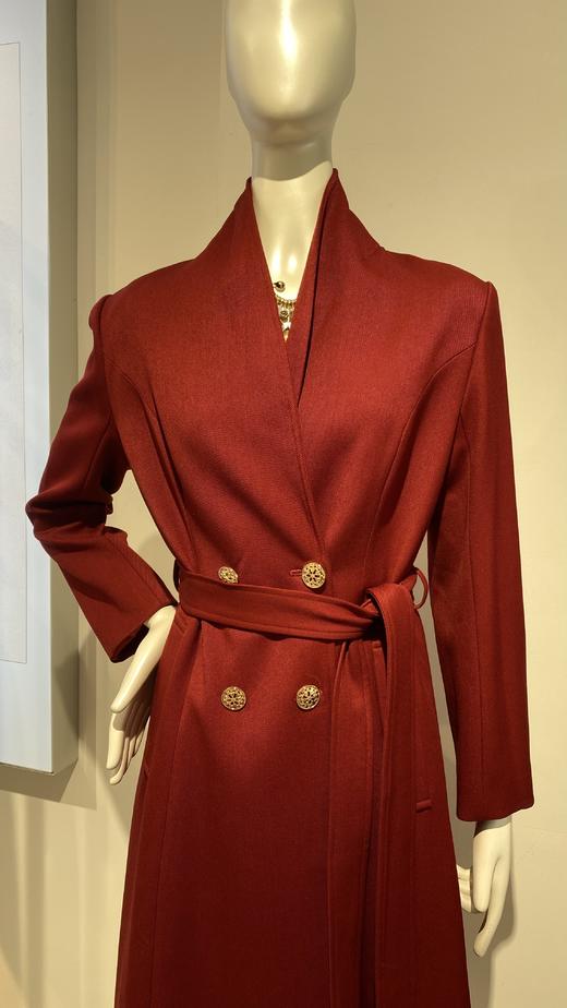 伯妮斯茵 | 轻奢职场风 双排扣西装领大衣 长款收腰毛呢外套 秋冬气质通勤大衣 HJ3C05 商品图3