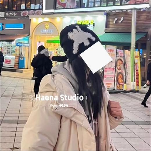 D121622韩国秋冬提花3M反光电眼小猫针织毛线帽子保暖冷帽男女同款 商品图14