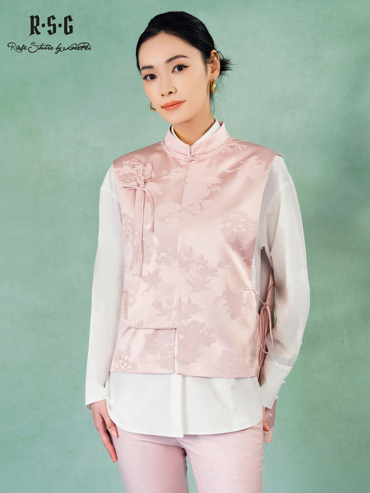 郭培成衣RSG2025秋冬新款新中式斜襟玫瑰花盘扣马甲 商品图2