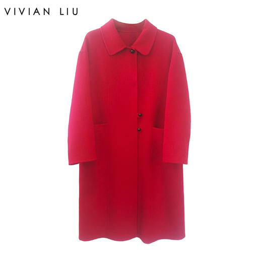 VIVIAN LIU薇薇安刘A2559318秋女装新款小翻领撞色扣大衣 商品图0