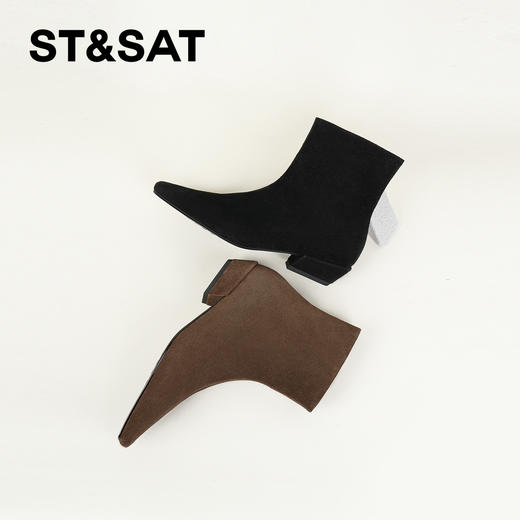 星期六小方头绒面瘦瘦靴SSD4116Y95 商品图3