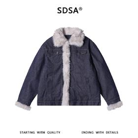 SDSA男士秋冬新款痞帅男装美式复古毛领牛仔夹克外套百搭宽松简约