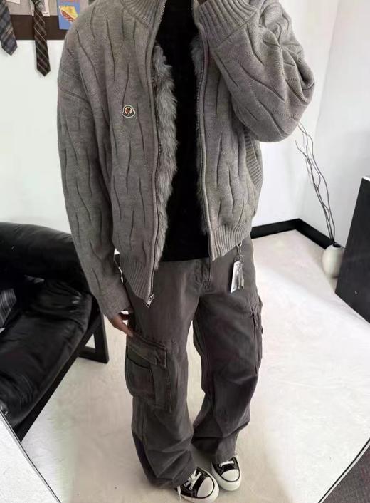 D121675荆刺绞花立领毛衣座山雕保暖外套开衫 商品图6