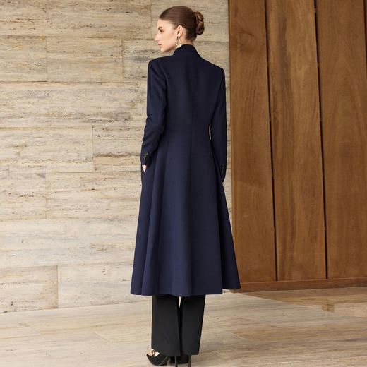 IWY/藏青色羊毛呢子大衣秋冬新款高级感气质通勤职业装外套女WC367 商品图7