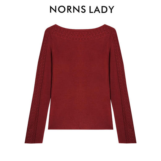 小莎内搭 | NORNS LADY诺恩【2件更优惠】纯色圆领毛针织衫提花复古修身打底衫 H25SK59842-12.16直播 商品图6