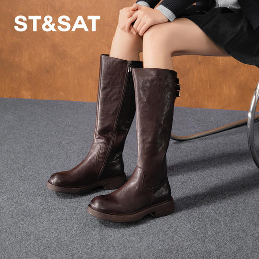 【绒里可选】星期六朋克时髦褶皱设计百搭长筒靴SSD4117560/SSD4119560 商品图3