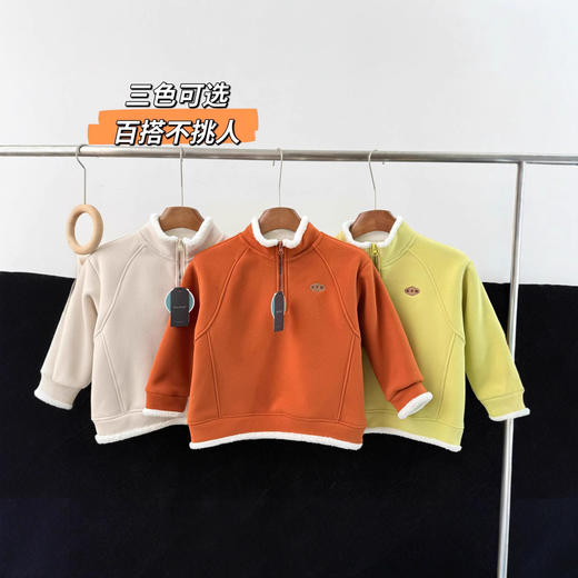 立领拉链童装卫衣！2025新款加厚羊羔绒糯糯衣柔软保暖软糯男女童加绒卫衣！ 商品图3