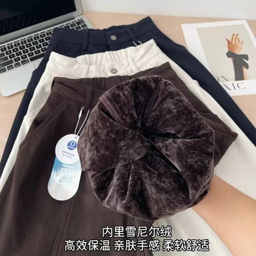 D121629松紧腰宽松慵懒松弛感杨桃裤高腰显瘦加绒阔腿牛仔裤女秋冬 商品图12