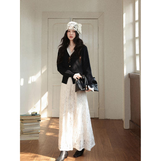 鹿向南【1220/20:00新品前1小时7折限量100件】假两件黑色连衣裙 商品图1