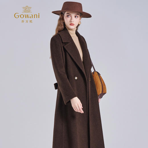2025乔万尼新品冬100%羊毛复古暖棕鎏金格调系带羊毛大衣ED4A771 商品图2