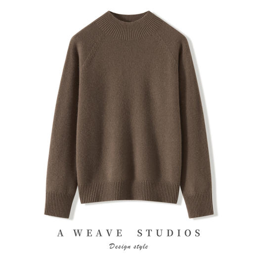 【清河羊毛羊绒专场】鹿展Z229女士一线成衣插肩半高领羊绒衫 商品图3