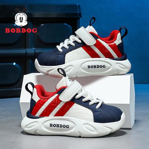 巴布豆童鞋男童鞋子2025新款秋冬皮面儿童运动鞋男孩中大童跑步鞋 商品图0