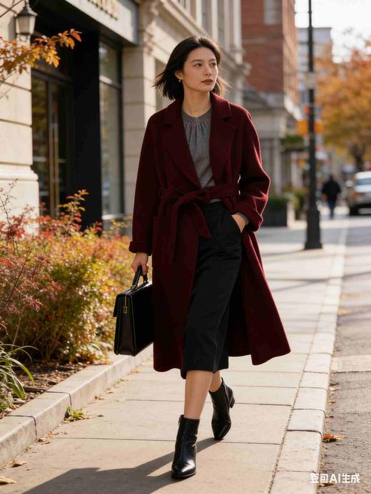 546100修身气质款长款羊绒大衣 商品图6