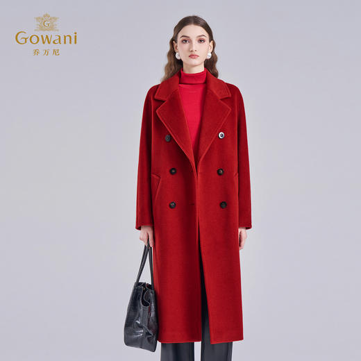 乔万尼2025冬新品宽松经典气质双排扣羊毛大衣ED4A767 商品图1