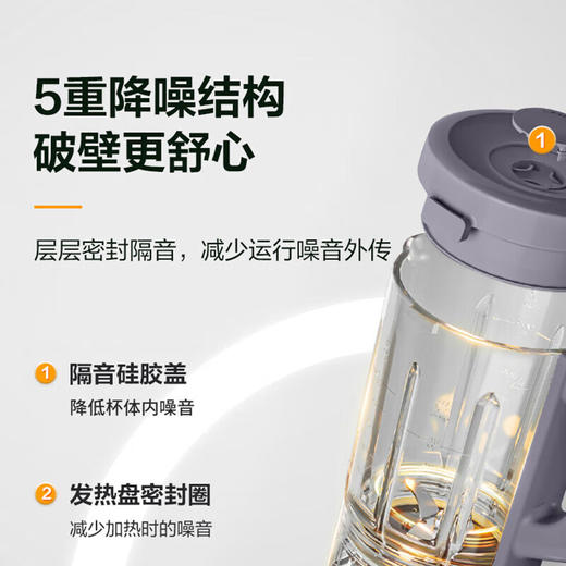 苏泊尔（SUPOR）低音破壁机 家用2-3人多功能豆浆机 预约加热 蒸汽清洗 榨汁机果汁机搅拌机料理机辅食机SP79S单杯体 商品图4