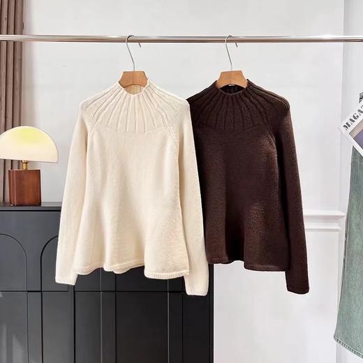 D121626半高领荷叶边针织衫女2025秋冬新款套头毛衣 商品图0