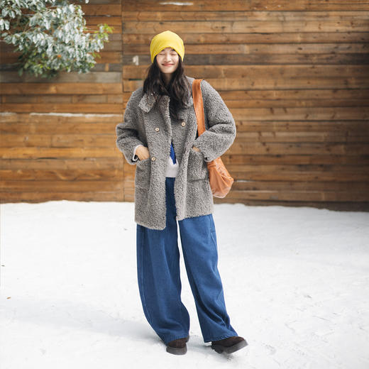 绽放826朵/完美双排扣外套·羊羔毛立领双排扣一手长加厚外套女 商品图2