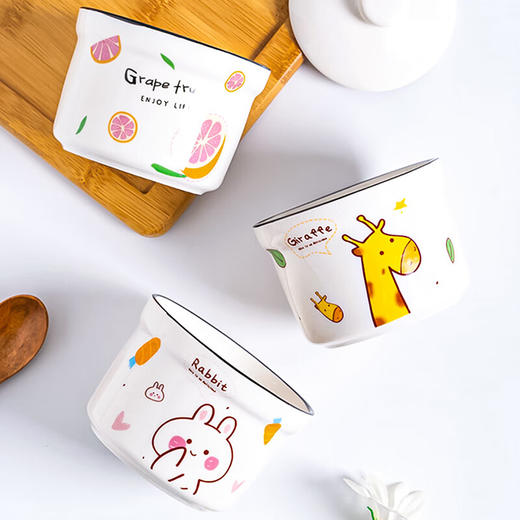 【卡通直身炖盅】可爱陶瓷隔水炖盅家用卡通炖汤小瓦罐婴儿辅食蒸蛋盅带盖一人食 商品图5