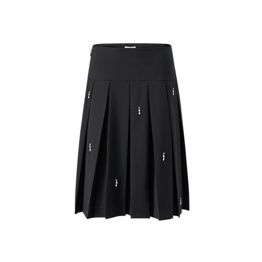 (绵羊毛)【JASON WU】2025秋冬新款百搭设计感钉钻百褶裙半身裙裙子 商品图3