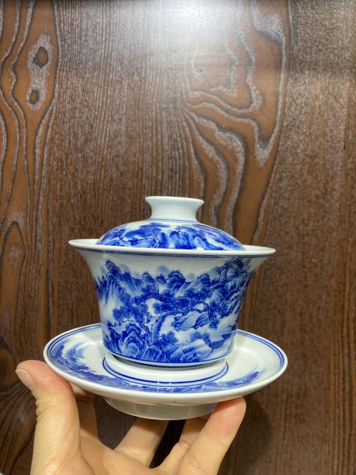 青花山水盖碗 商品图0