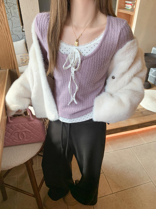 <曾小咸推荐>现货秒杀 ！微信超特价！ 假两件撞色针织衫 日常189.99 立减 秒杀79.99！！ 环保皮草毛绒外套 秒杀169.99！ 商品图7