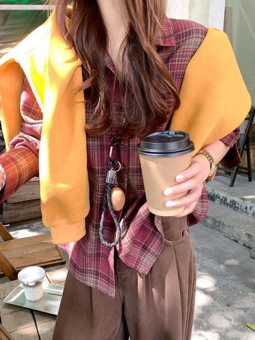 <曾小咸推荐>现货秒杀 ！微信超特价！韩系复古红色格子衬衫 日常199.99 立减100 秒杀99.99！！ 商品图7