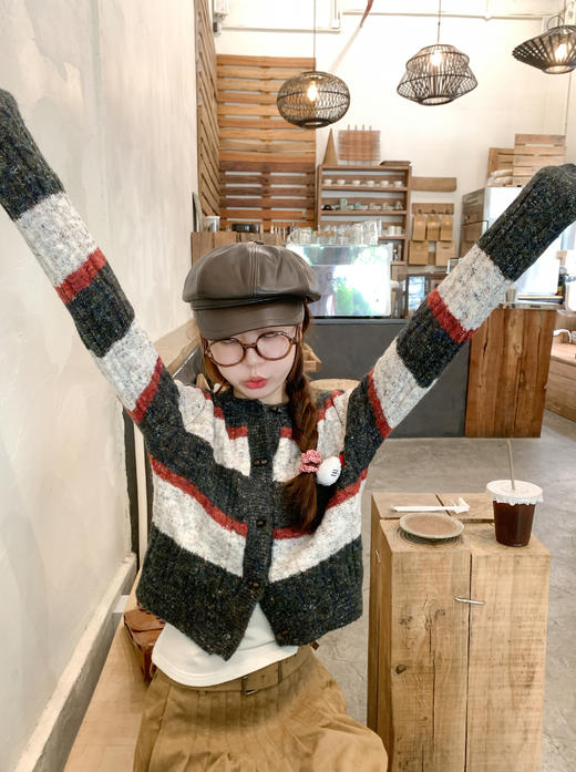 <曾小咸推荐>现货秒杀 ！微信超特价！条纹短款毛衣开衫 日常219.99 立减100 秒杀119.99！！ 商品图9