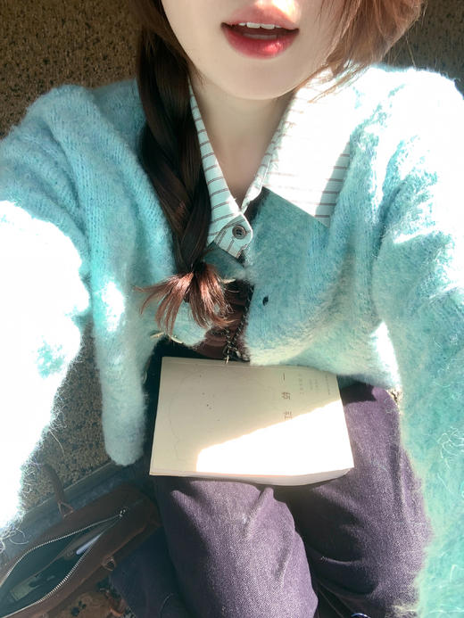 <曾小咸推荐>现货秒杀 ！微信超特价！多巴胺蓝绿短款毛衣 日常159.99 立减50 秒杀109.99！！ 商品图8