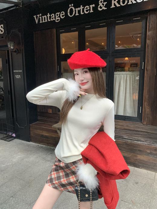 <曾小咸推荐>现货秒杀 ！微信超特价！韩系拼接毛毛袖打底衫 日常129.99 立减60 秒杀69.99！！深浅咖格半裙  秒杀59.99！！！ 商品图5