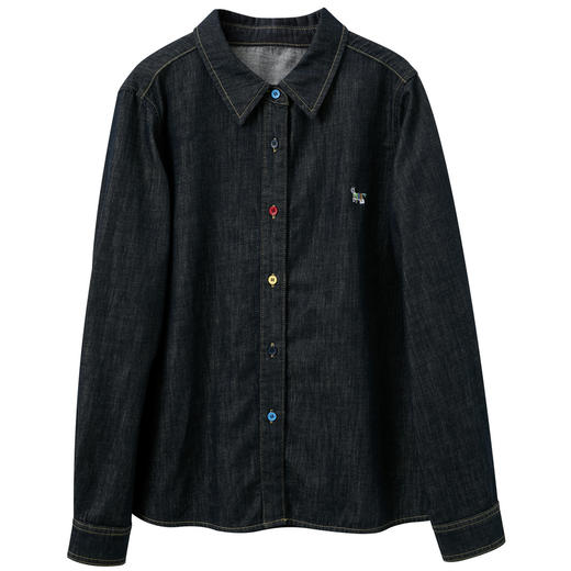 【100棉】三彩2026春季新款复古水洗牛仔衬衫宽松长袖衬衣上衣M 商品图4