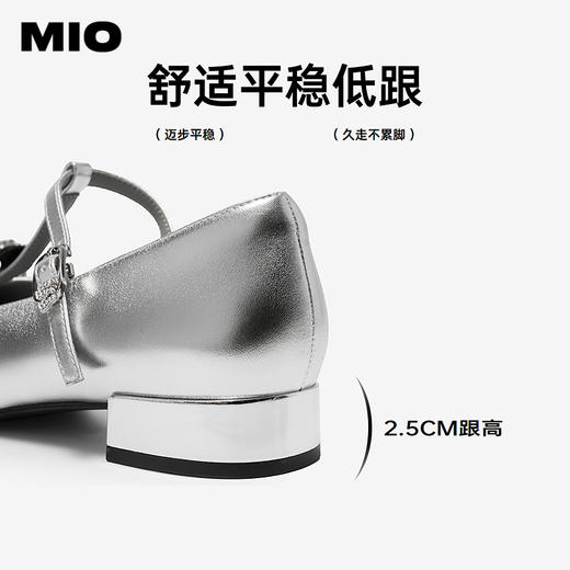 MIO米奥2026春季新款圆头粗跟T字带玛丽珍鞋蝴蝶结甜美风浅口单鞋M261413633 商品图4
