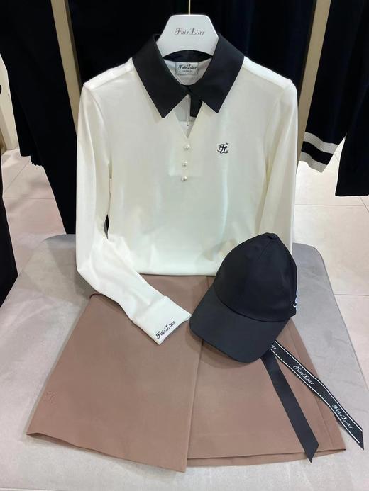 仙女家新款秋冬女士撞色蝴蝶领结polo长袖来了！本季ZG球星同款，略磨毛的弹力面料，软糯舒适的手感，温暖好搭配，她家非常擅长将体现女士优雅知性气质的元素放在设计细节上，撞色小领结，小珍珠排扣！ 商品图0