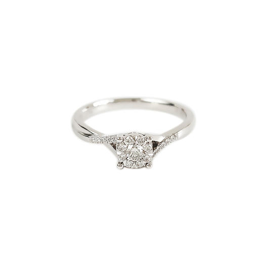 【天然正品】DR AU750白金经典简约镂空四爪款0.08克拉钻石戒指12.5号（皆取最大值）021225NJS08 商品图0