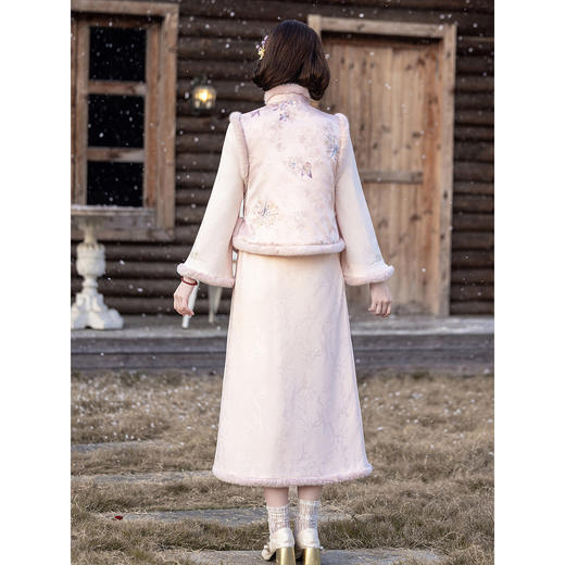 新中式改良旗袍连衣裙三件套，冬季保暖订婚裙日常穿年轻款少女LSB4324 商品图4