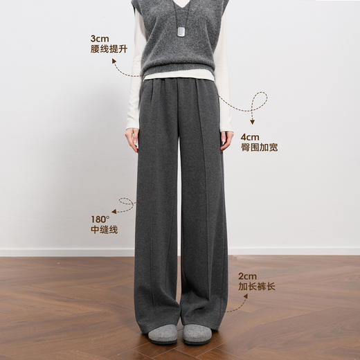 三彩2026春季新款休闲裤松紧腰宽松直筒裤长裤简约M 商品图2