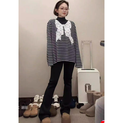 云朵高弹加绒显瘦微喇裤  1130 晓星氨纶羊绒蛋白亲肤舒适保暖；自带拉腿效果，瘦腰收腹提臀，重磅450g面料 商品图3